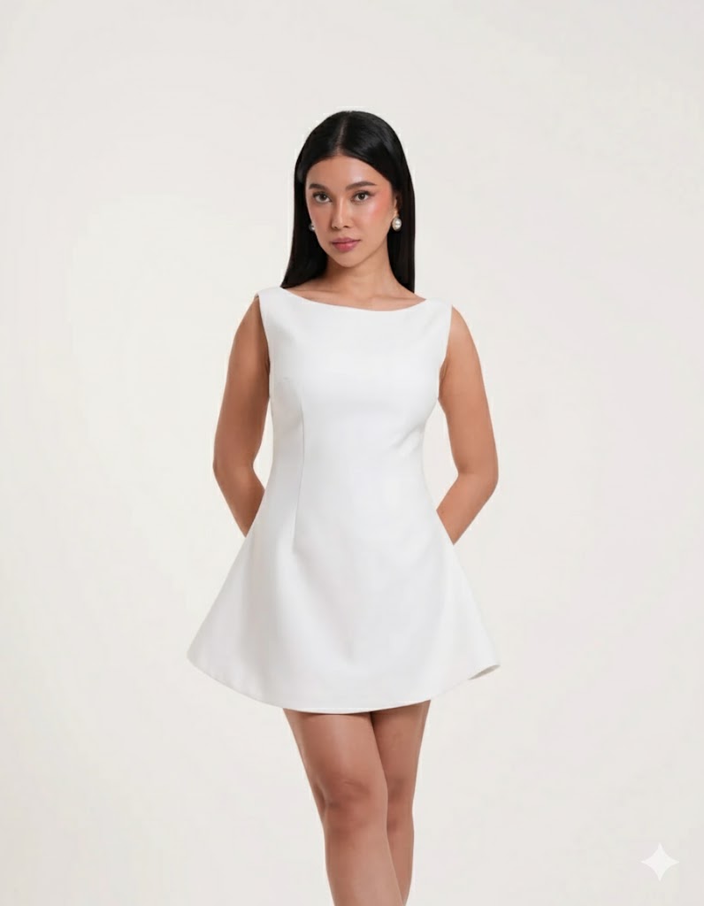 Elisa Boat Neck Mini Dress Fleur Elize Elisa Boat Neck Mini Dress Fleur Elize