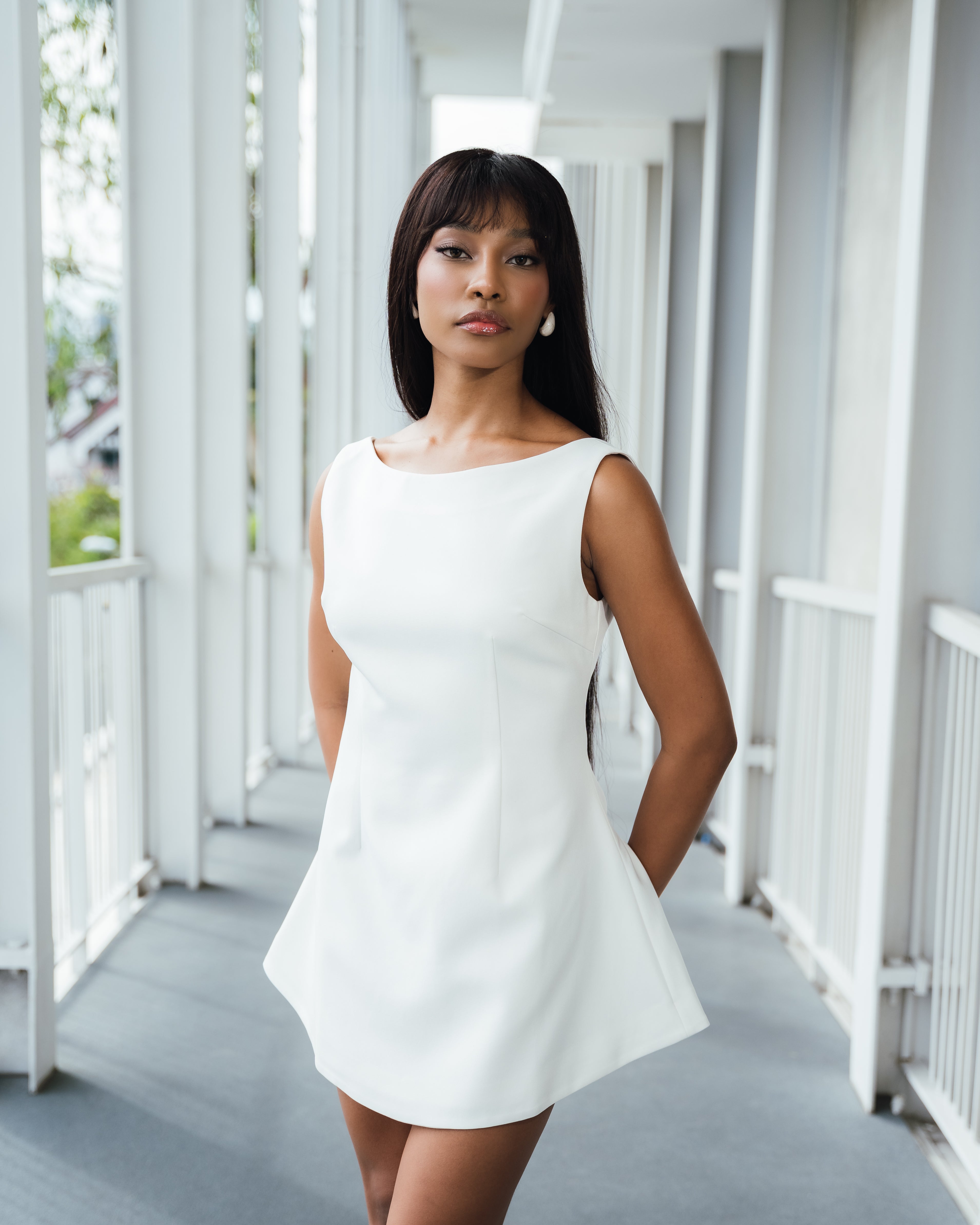 Elisa Boat Neck Mini Dress – Fleur Elize