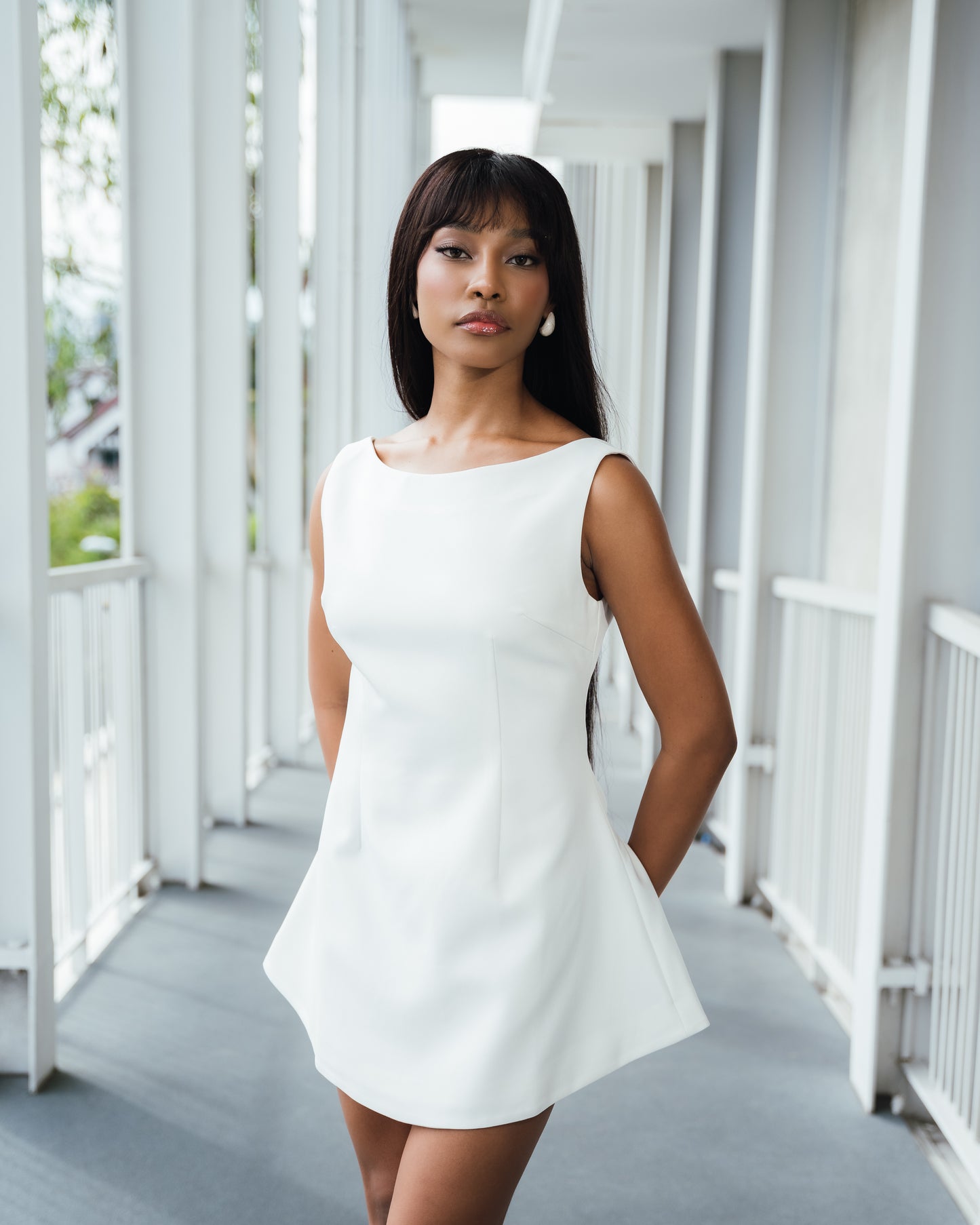 Elisa Boat Neck Mini Dress Fleur Elize Elisa Boat Neck Mini Dress Fleur Elize