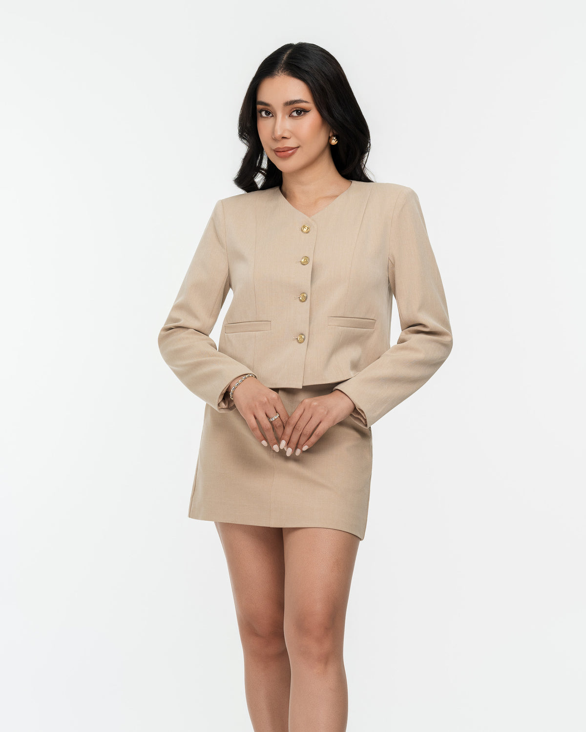 Sienna Cropped V-Neck Jacket