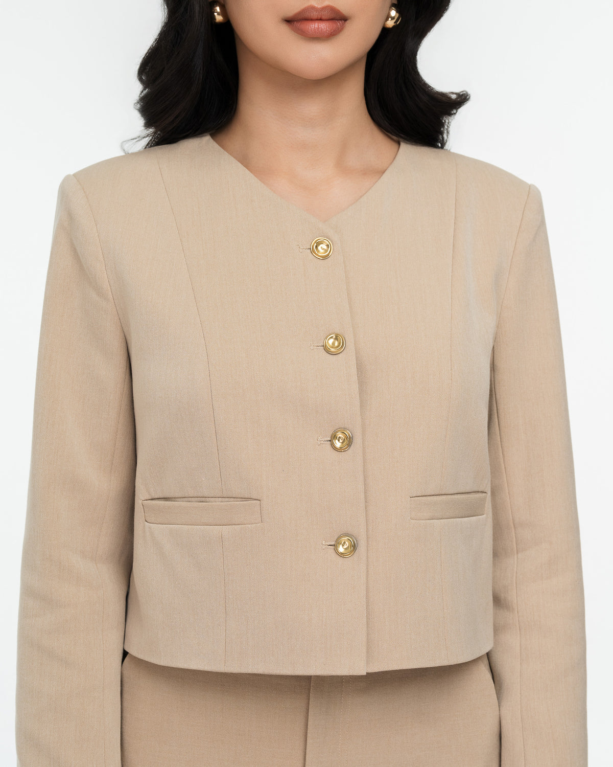 Sienna Cropped V-Neck Jacket