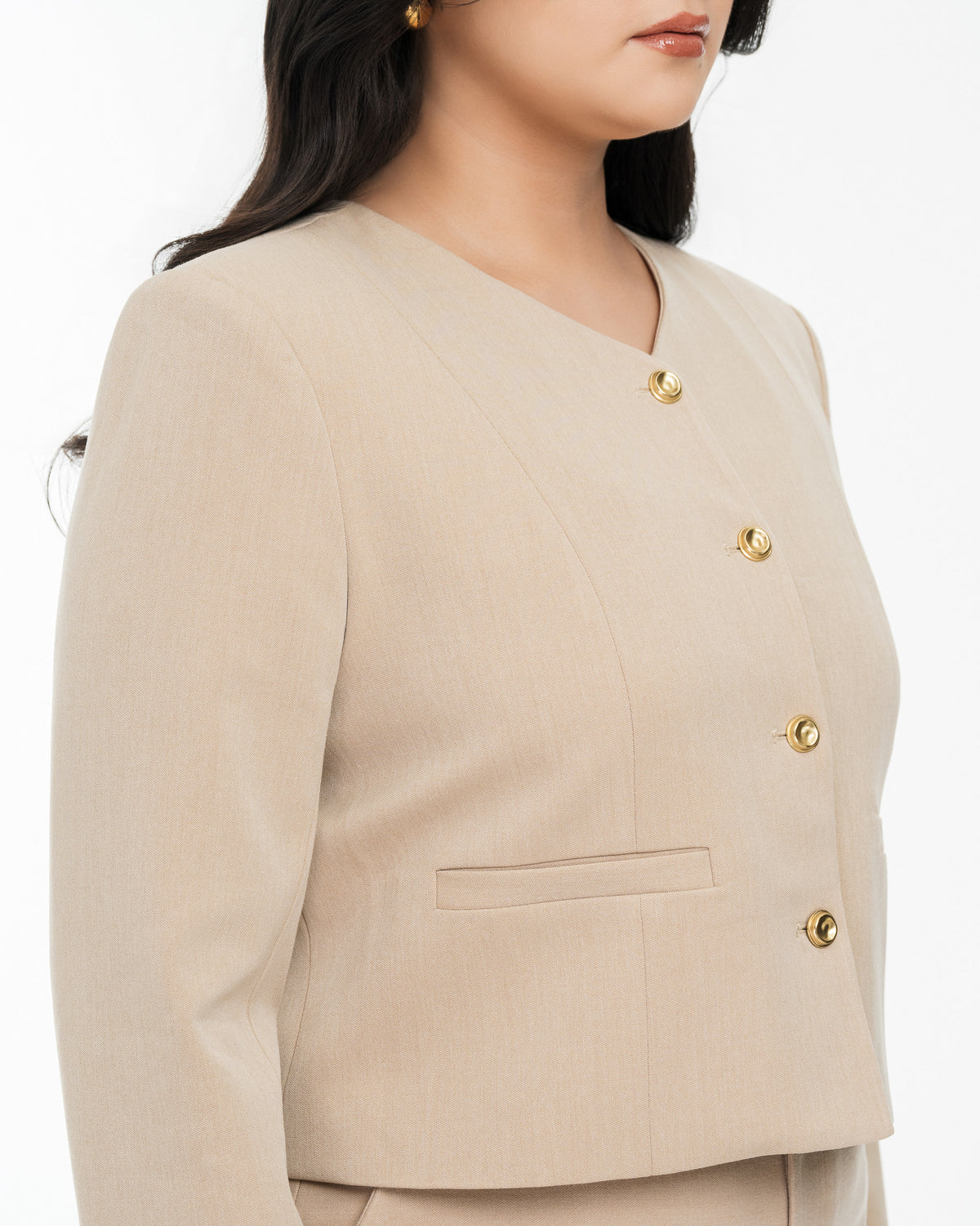 Sienna Cropped V-Neck Jacket