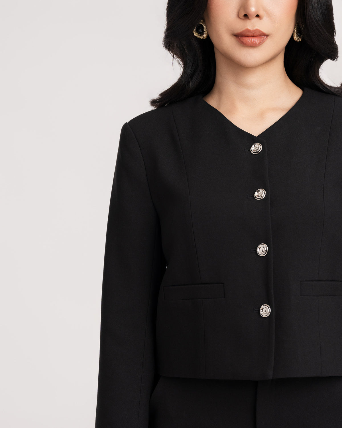 Sienna Cropped V-Neck Jacket