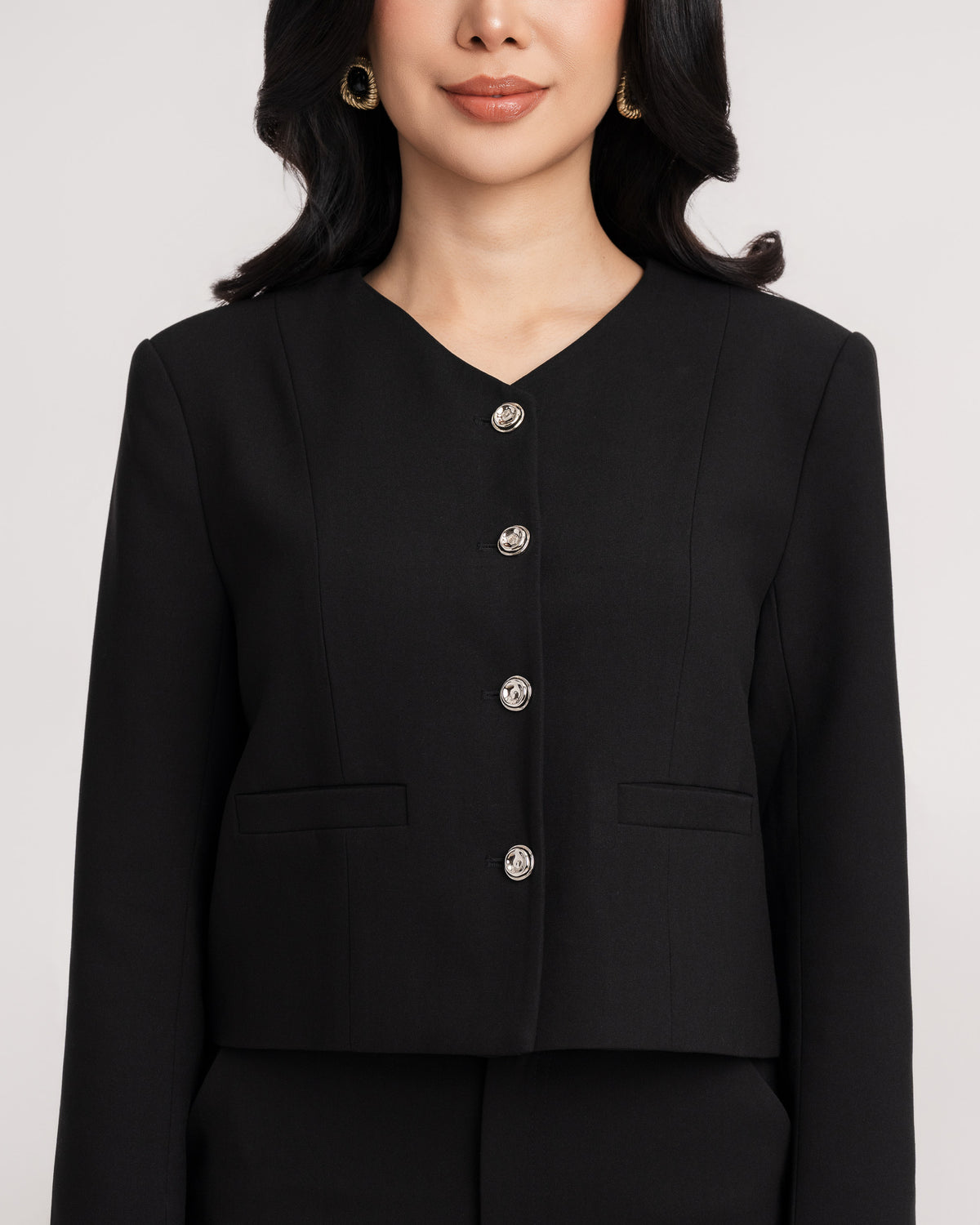 Sienna Cropped V-Neck Jacket