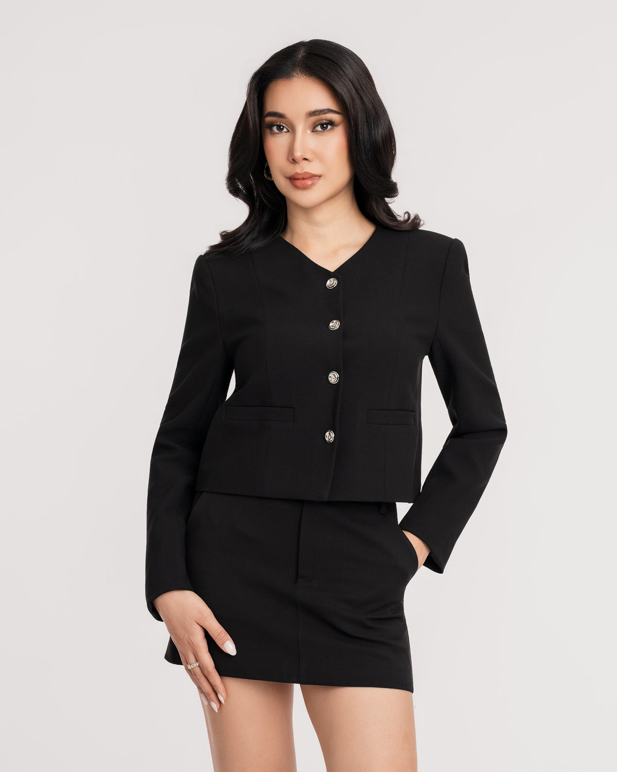 Sienna Cropped V-Neck Jacket