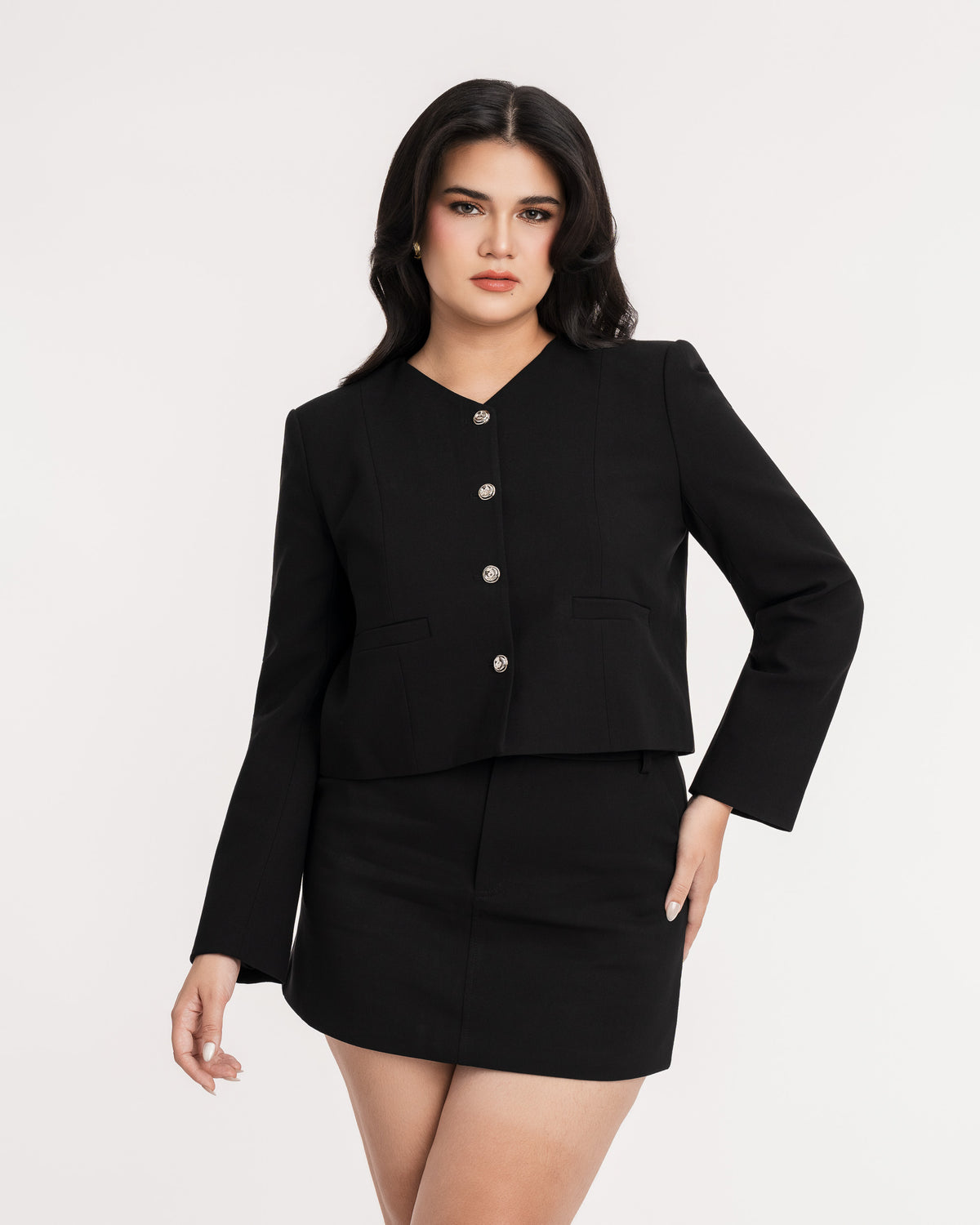 Sienna Cropped V-Neck Jacket