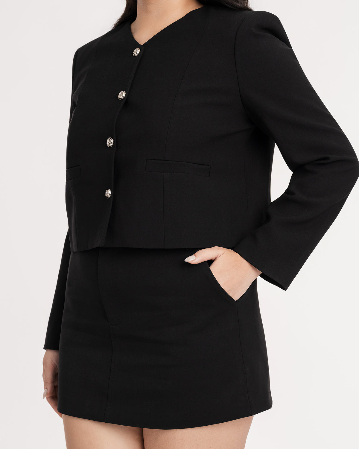 Sienna Cropped V-Neck Jacket