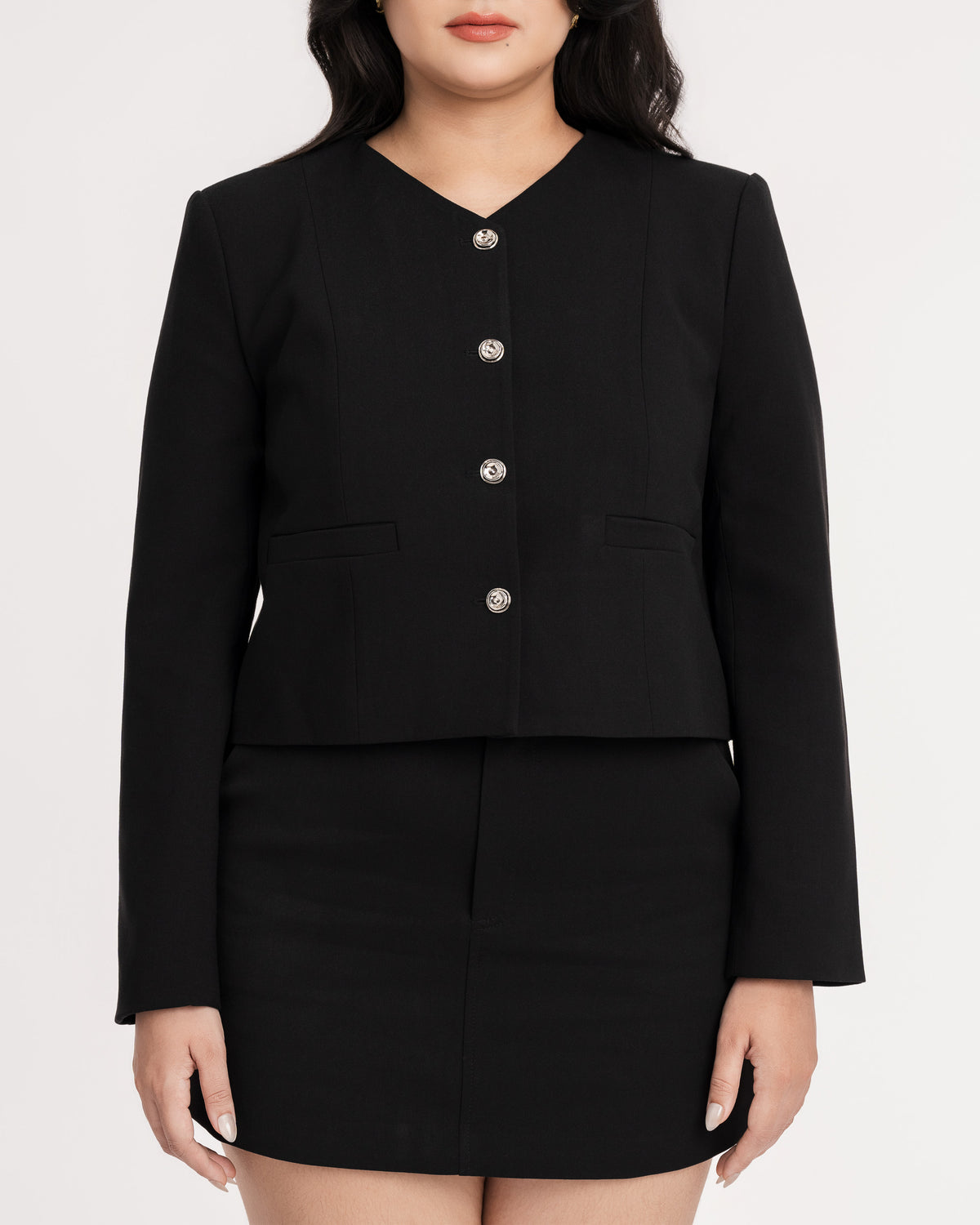 Sienna Cropped V-Neck Jacket