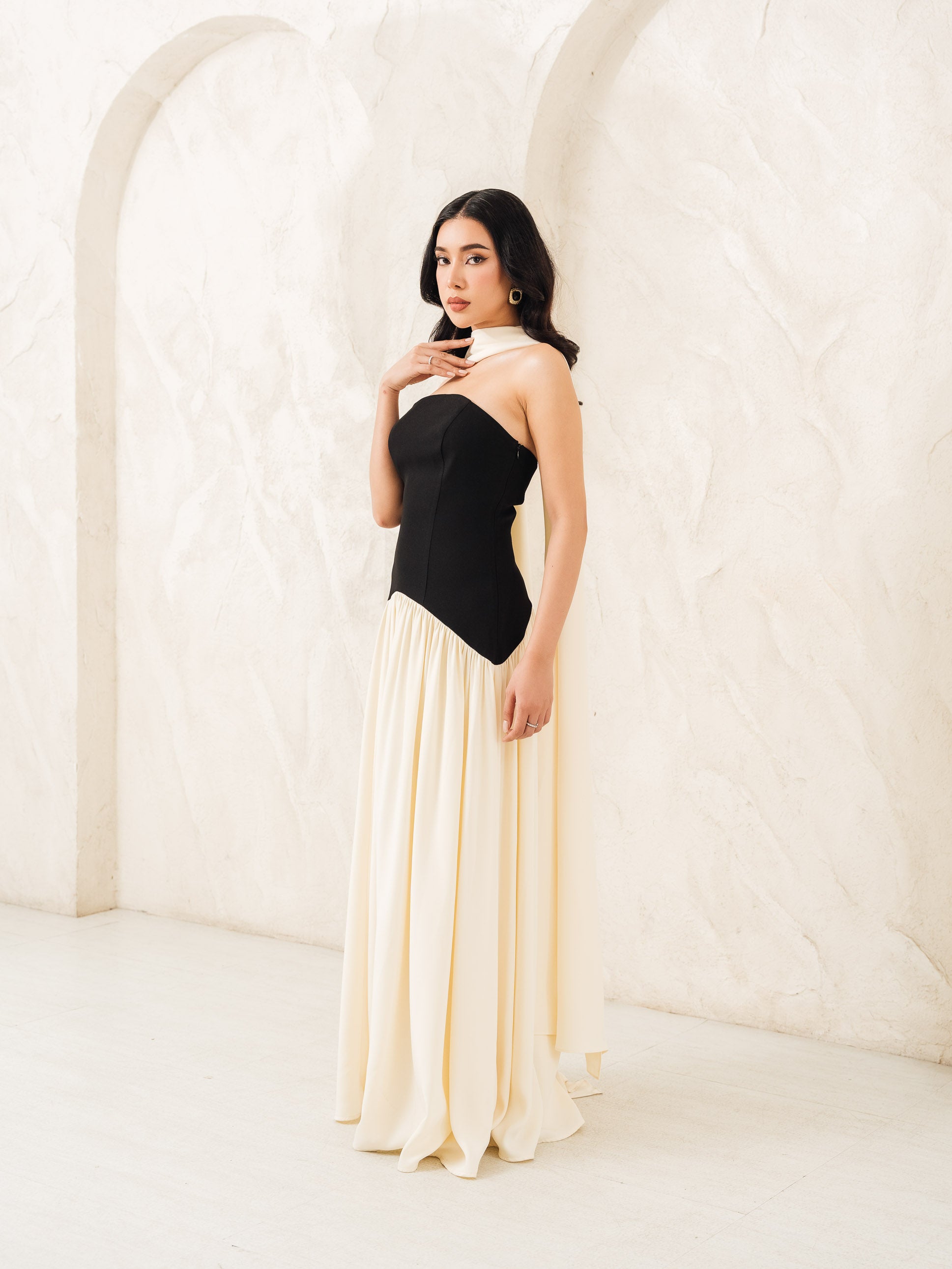 Isabella Flowy Tube Top Dress with Detachable Shawl – Fleur Elize