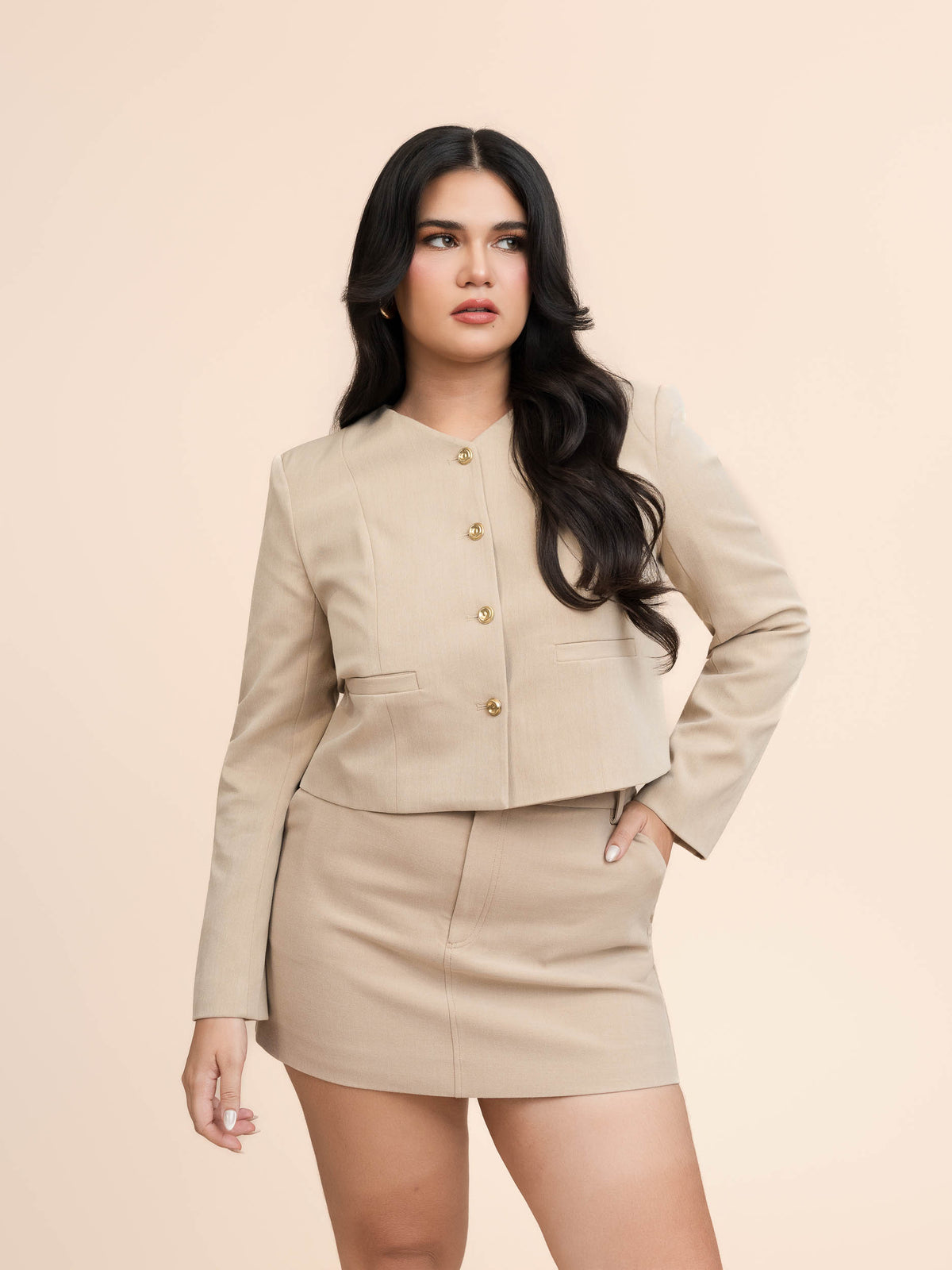 Sienna Cropped V-Neck Jacket