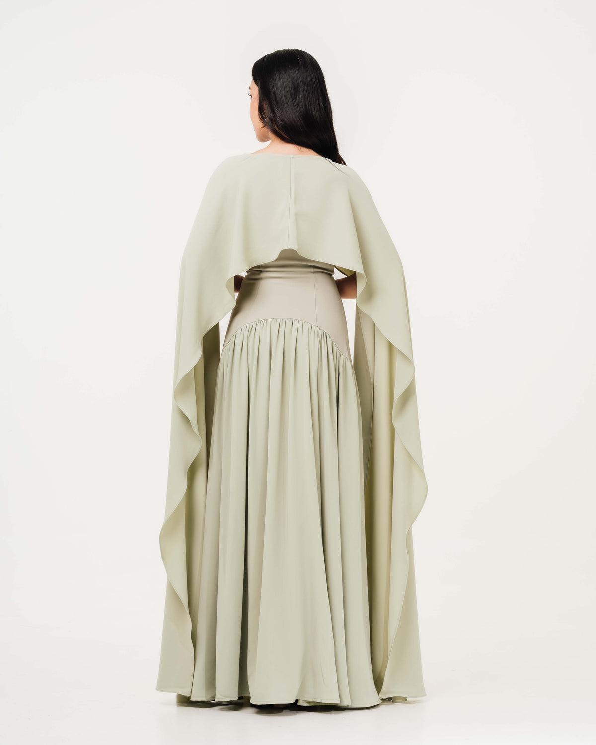  Fleur Elize Isabella sage flowy tube top dress back view refined outdoor wedding styling