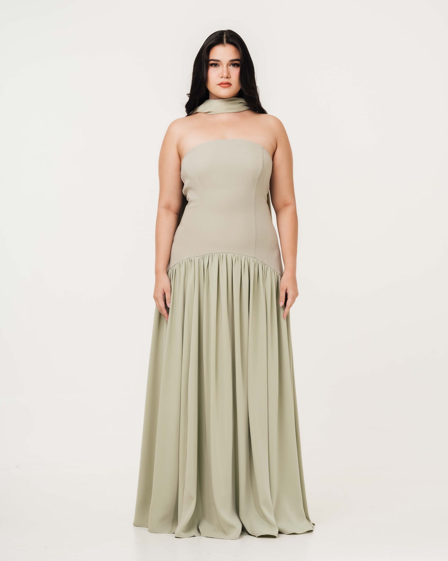 Isabella Flowy Tube Top Dress with Detachable Shawl Fleur Elize Isabella Flowy Tube Top Dress with Detachable Shawl Fleur Elize