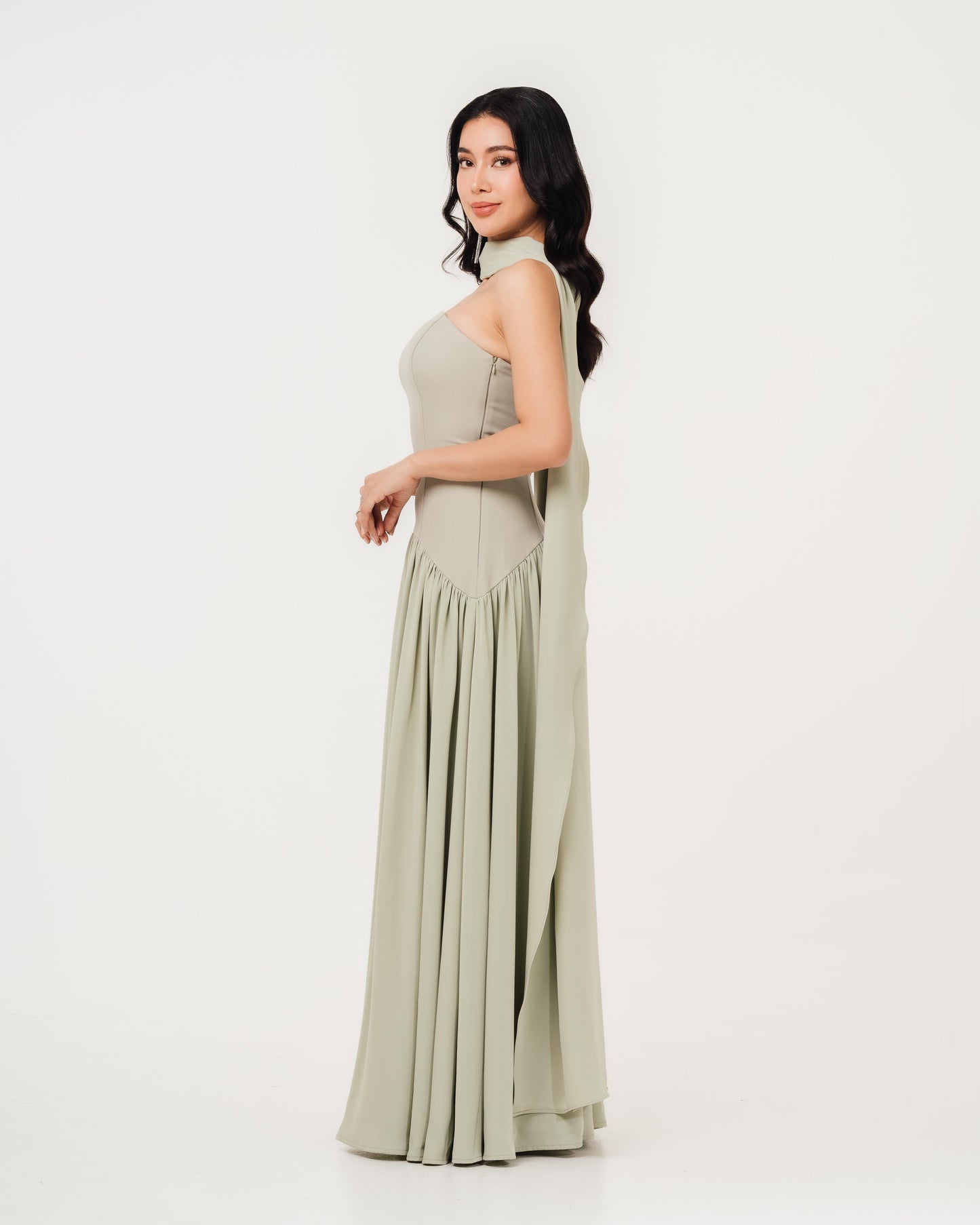 Isabella Flowy Tube Top Dress with Detachable Shawl Fleur Elize Isabella Flowy Tube Top Dress with Detachable Shawl Fleur Elize