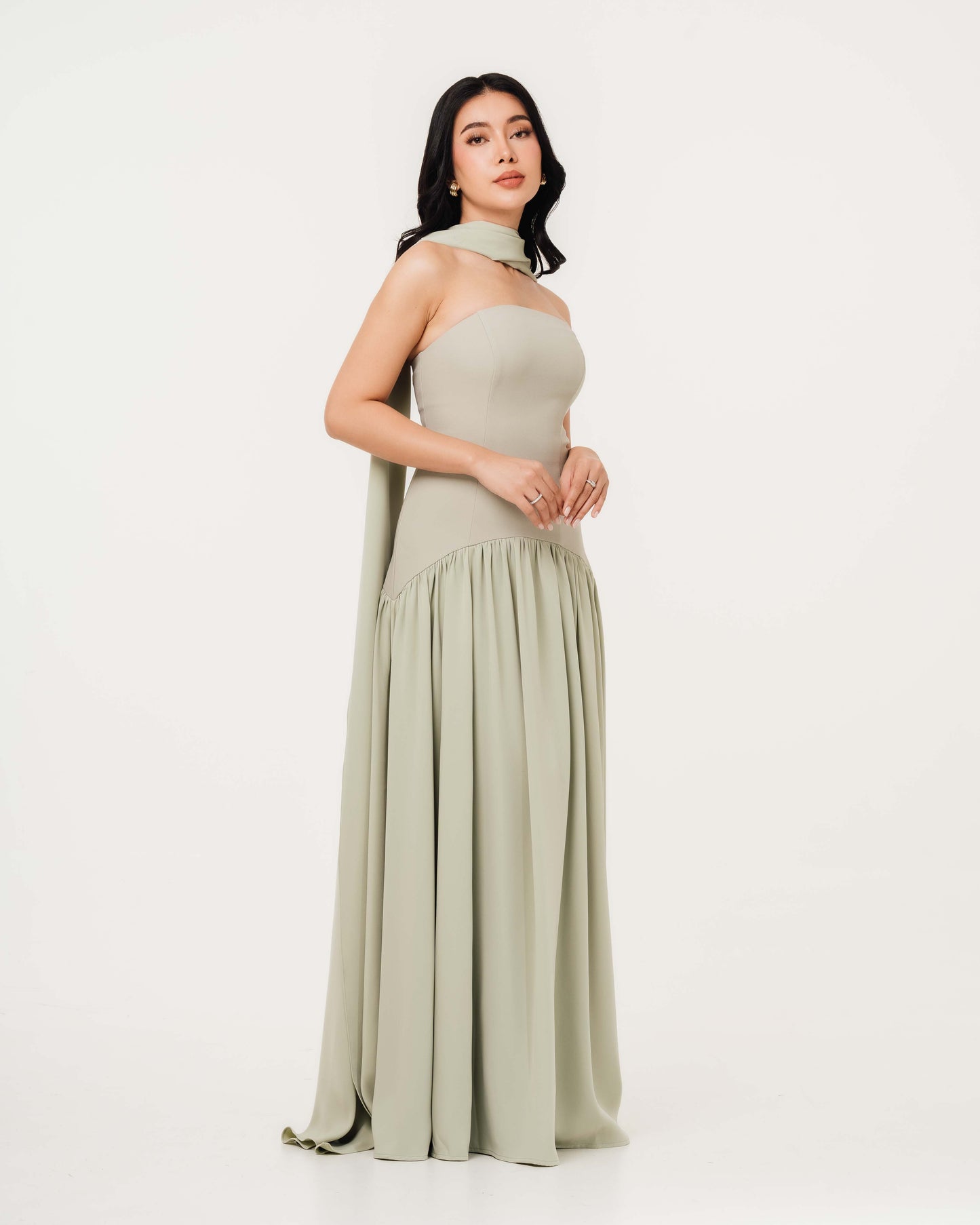 Isabella Flowy Tube Top Dress with Detachable Shawl Fleur Elize Isabella Flowy Tube Top Dress with Detachable Shawl Fleur Elize