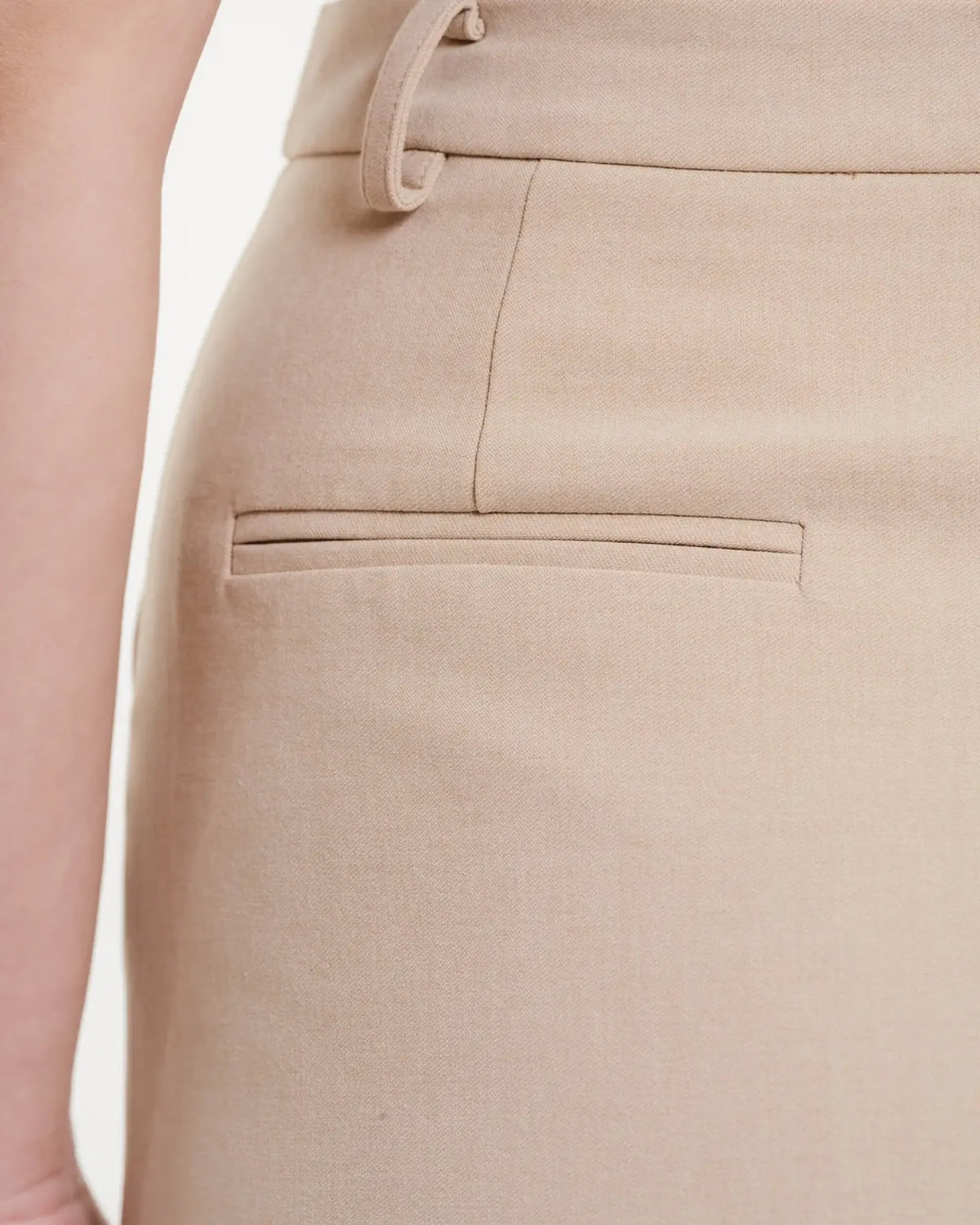  Fleur Elize Sienna beige mini skirt premium fabric close-up luxe neutral quality
