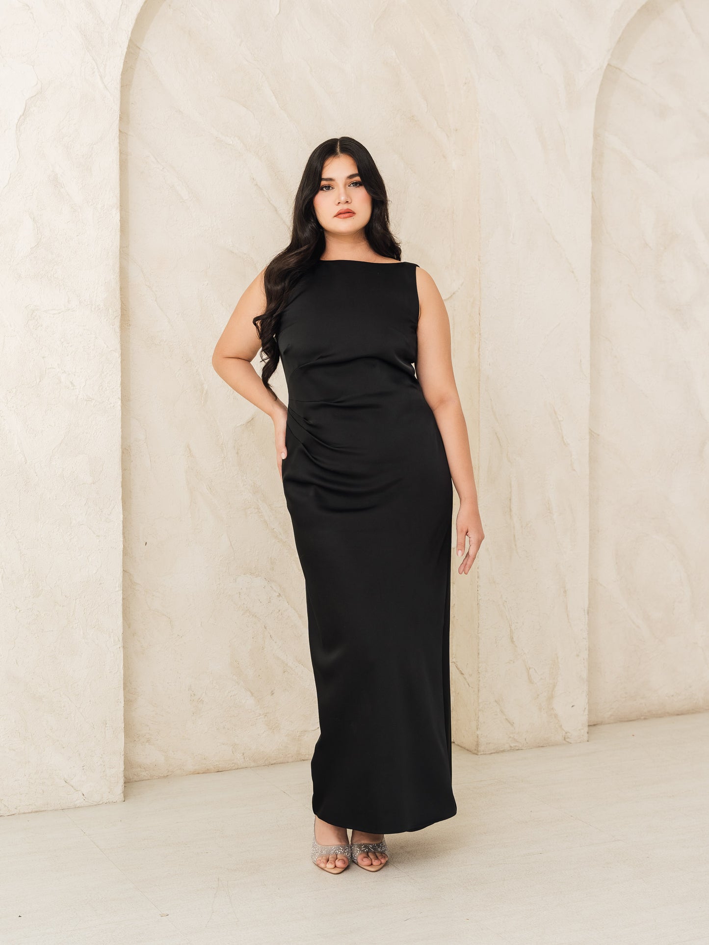 Rosalind Boat Neck Open Back Dress Minimalist Elegance | Fleur Elize Rosalind Boat Neck Open Back Dress Minimalist Elegance | Fleur Elize