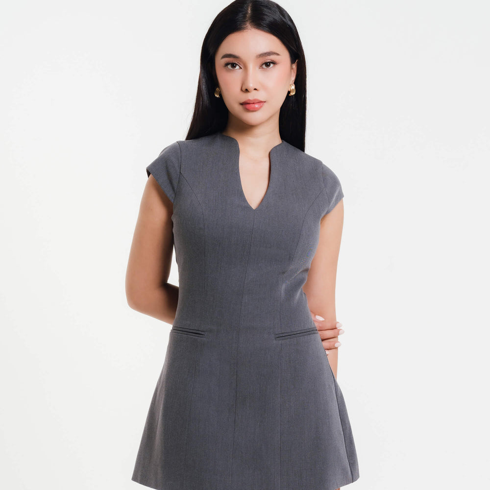 Gray Keyhole Dress