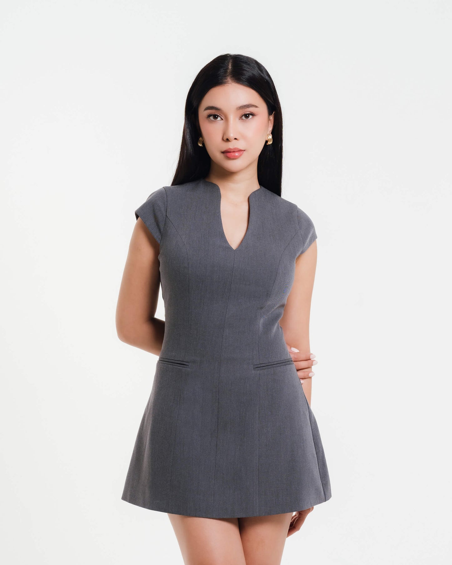 Gray Keyhole Dress
