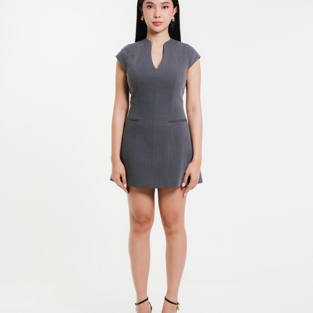 Gray Keyhole Dress