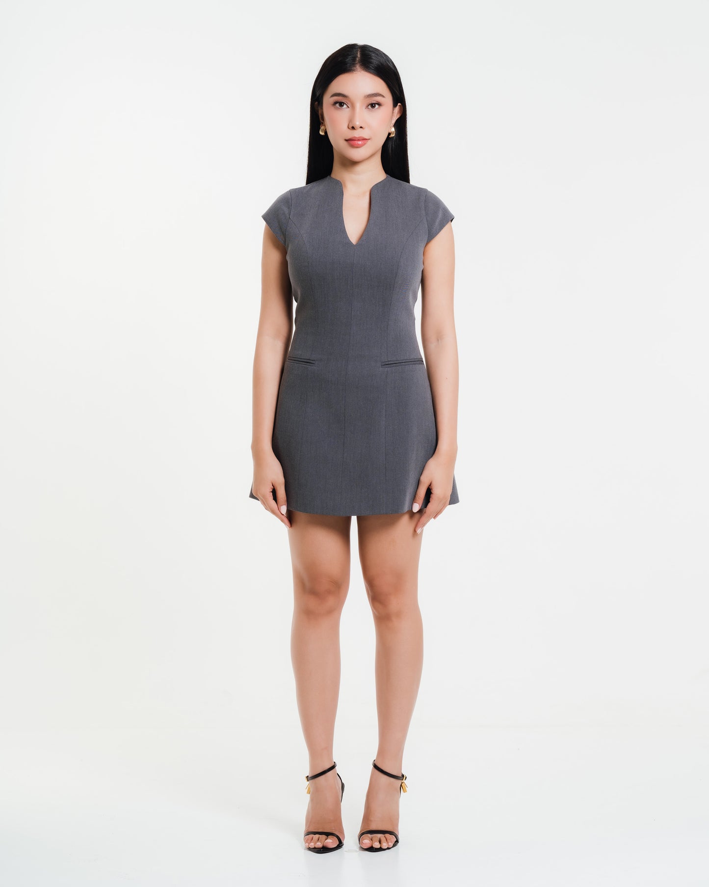 Gray Keyhole Dress